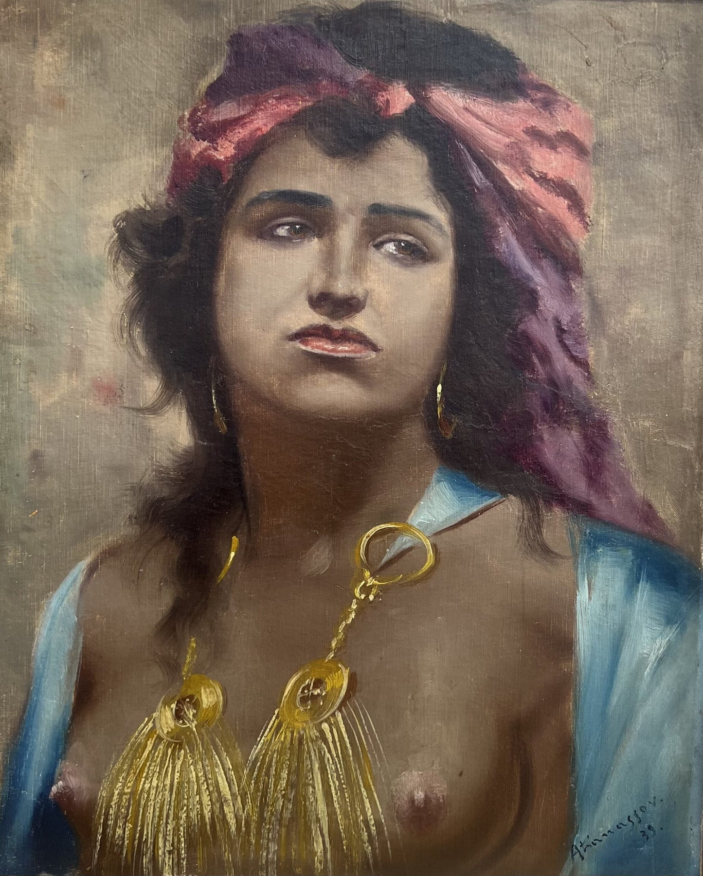 Оригинална картина на Георги Атанасов "Портрет на Циганка", 1939г. от Галерия Роял
