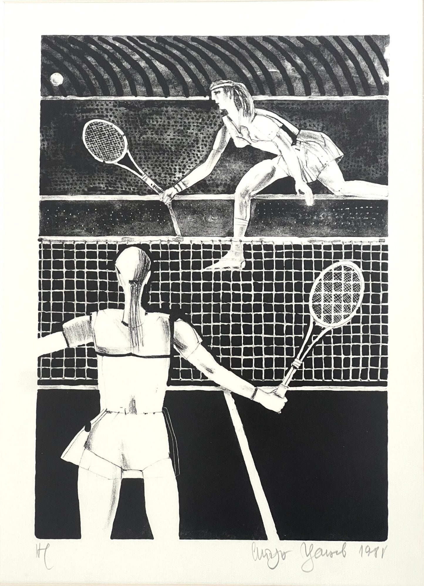 Оригинална картина на Стоян Цанев "Тенисистки", 1980г. от Галерия Роял