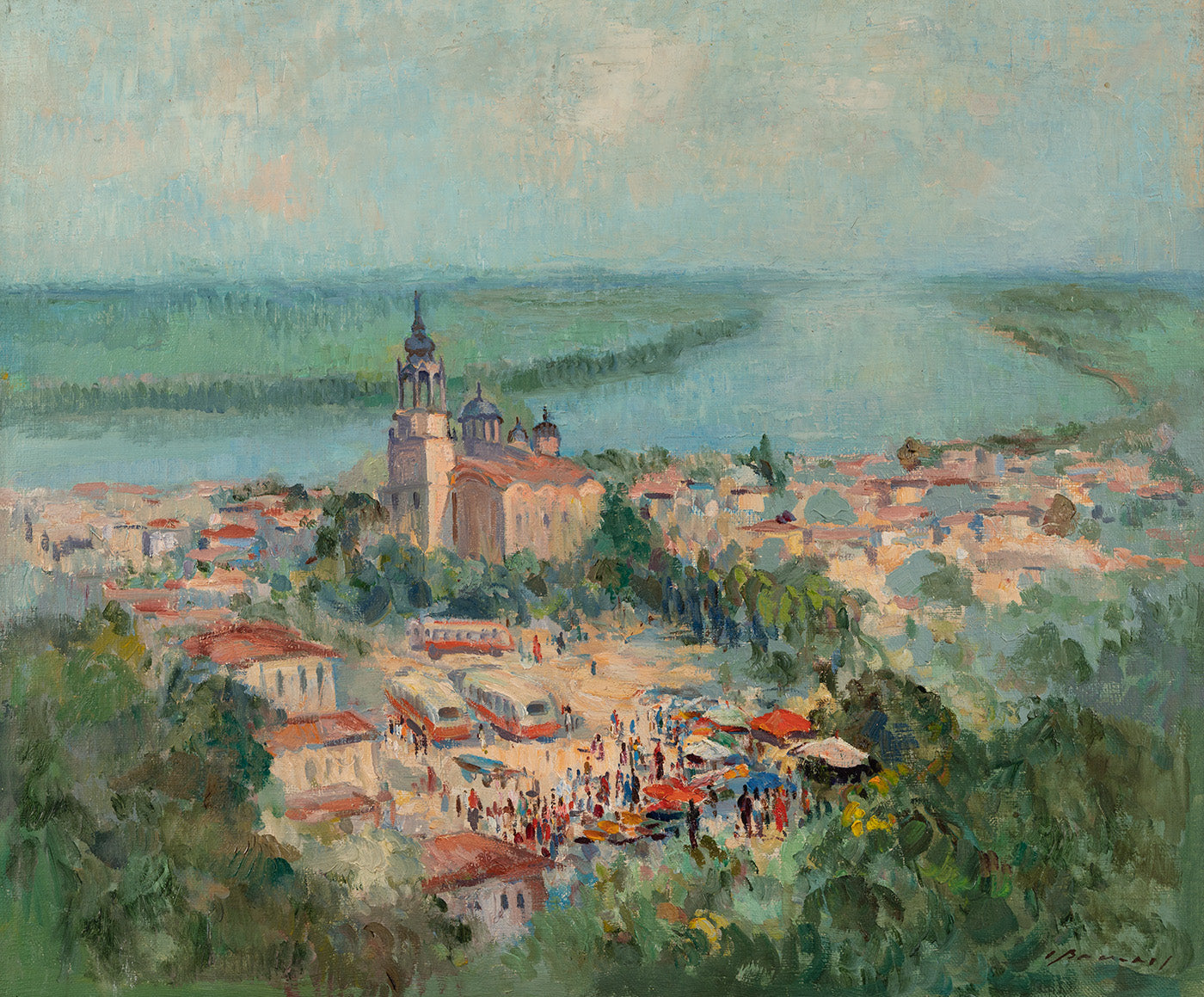 Оригинална картина на Стоян Василев "Изглед от Свищов" от Галерия Роял