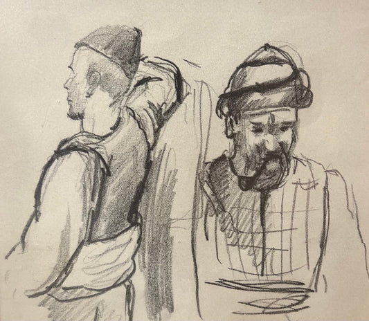 Оригинална картина на Бенчо Обрешков "Румънски Персонажи" от Галерия Роял