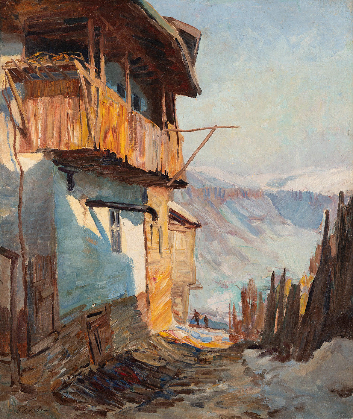Оригинална картина на Борис Денев "Къщи от Търново" от Галерия Роял