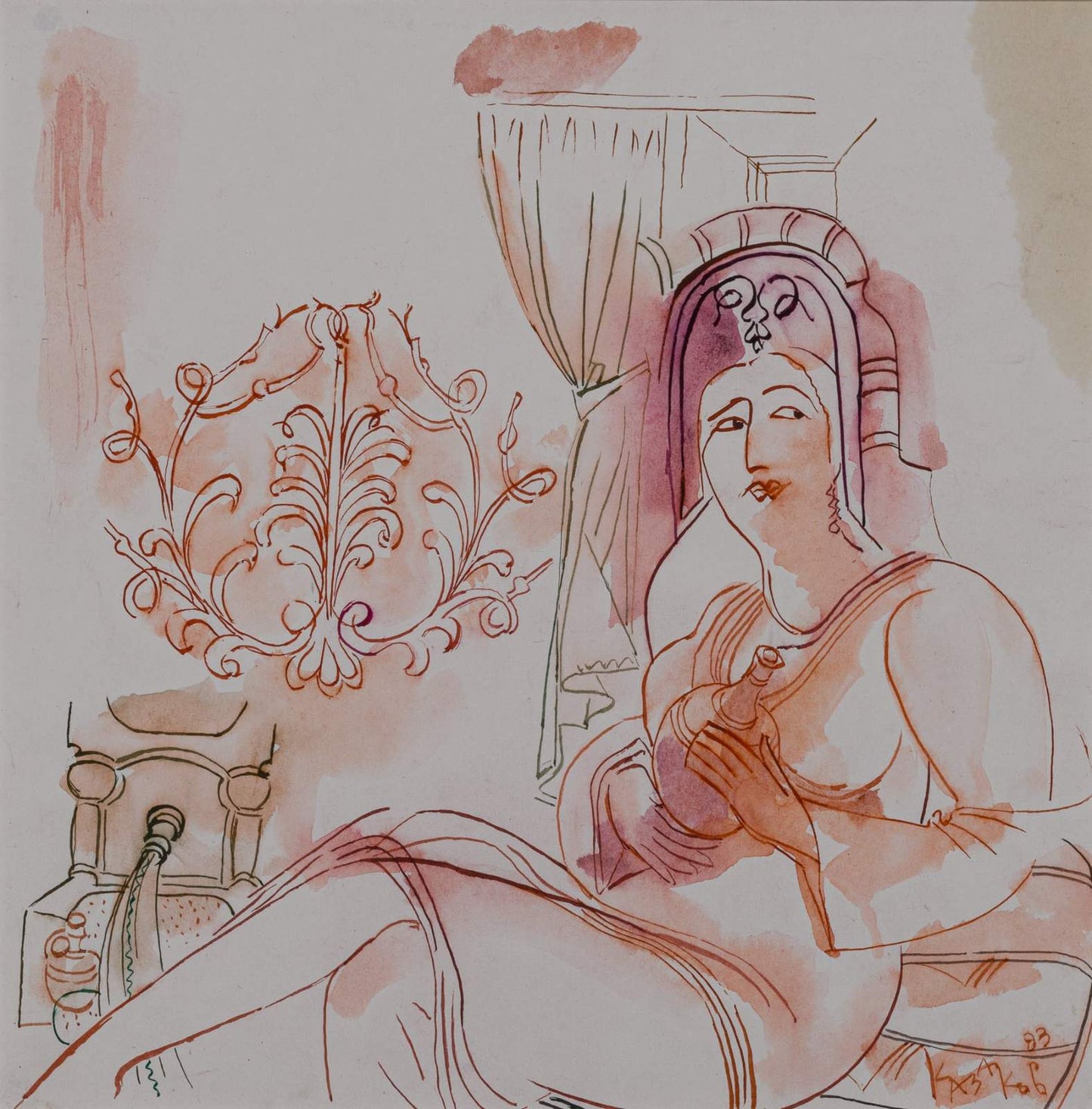 Оригинална картина на Димитър Казаков - Нерон "Седнала жена" от Галерия Роял