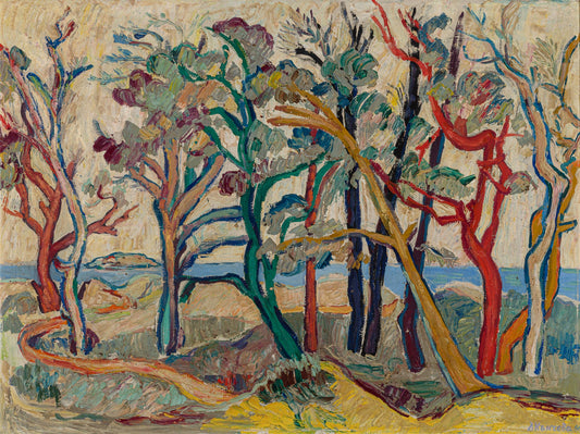 Оригинална картина на Дора Кънчева "Танца на червените дървета" от Галерия Роял