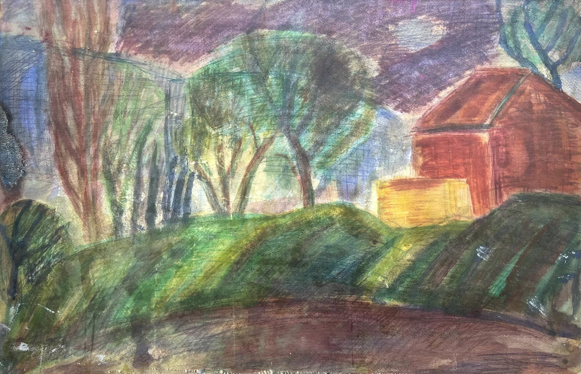 Оригинална картина на Генко Генков "Пейзаж с Къща", 1990 г. от Галерия Роял