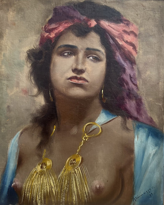 Оригинална картина на Георги Атанасов  "Портрет на Циганка", 1939г. от Галерия Роял