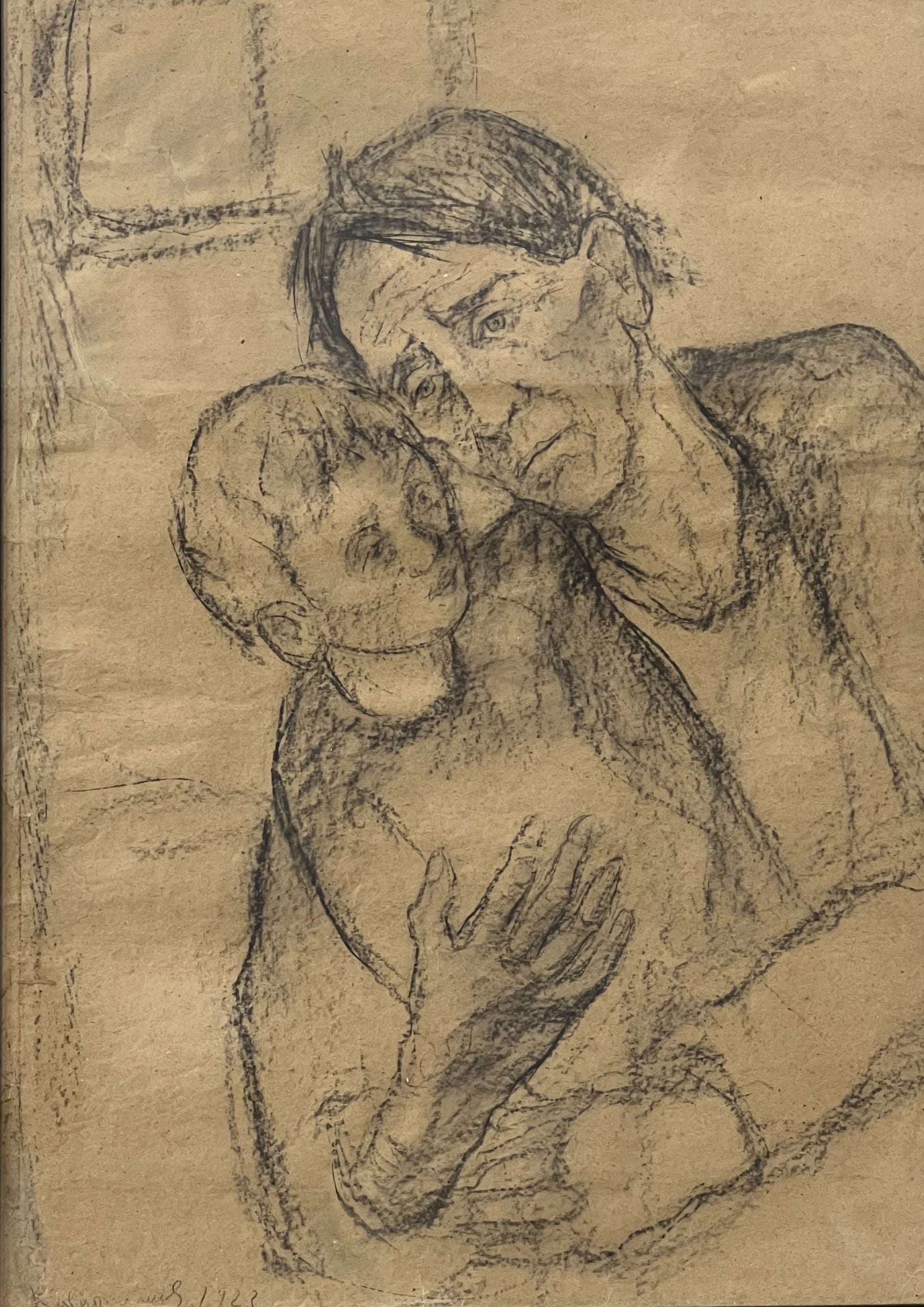 Оригинална картина на Христо Каварналиев "Баба и внук", 1923г. от Галерия Роял