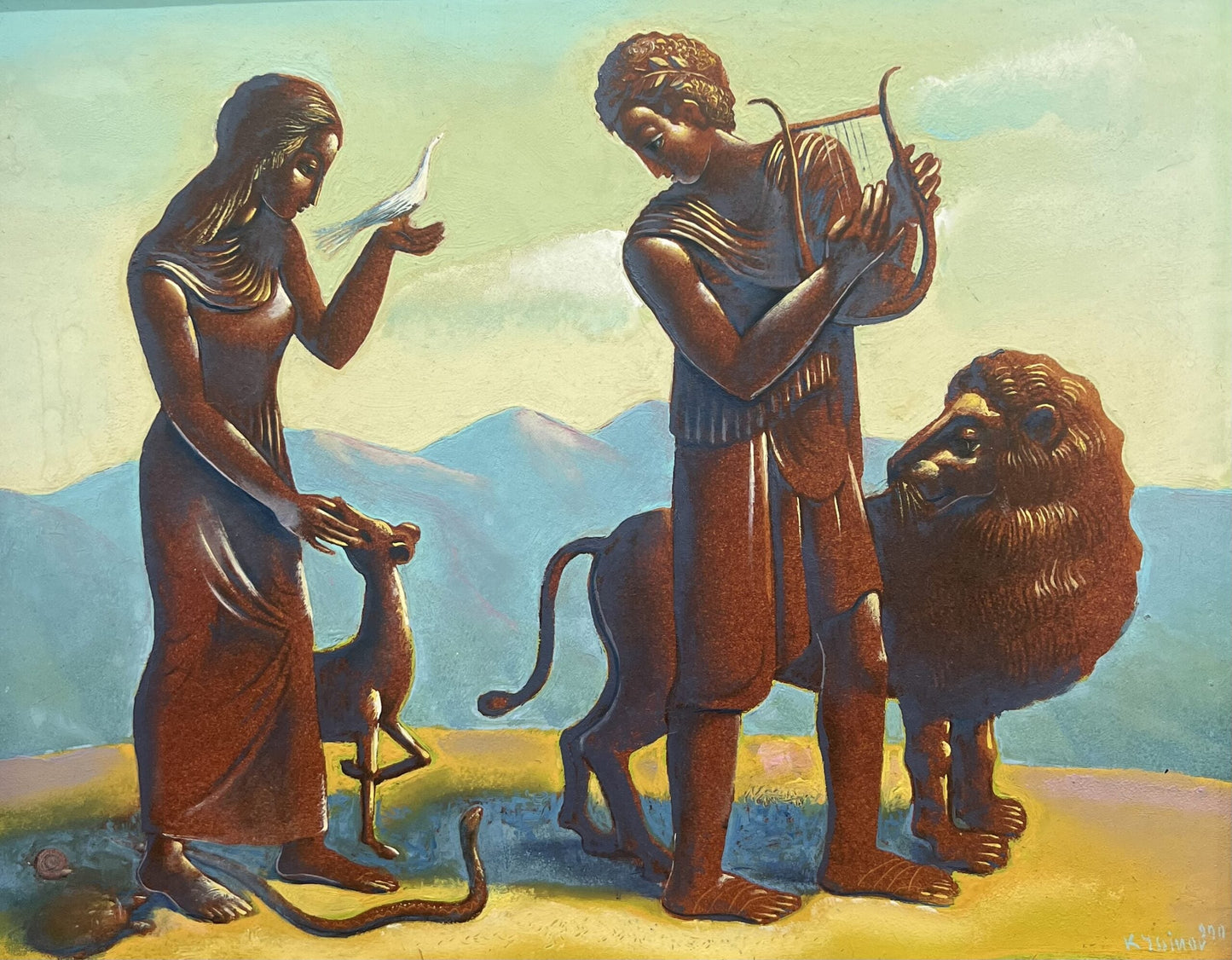 Оригинална картина на Кеазим Исинов "Орфей и Евридика", 1990г. от Галерия Роял