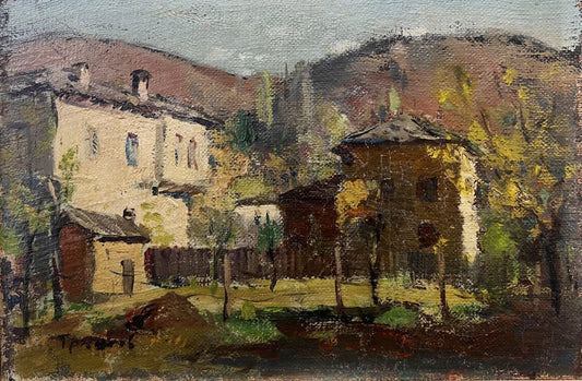 Оригинална картина на Константин Трингов "Къщи в Планината" от Галерия Роял