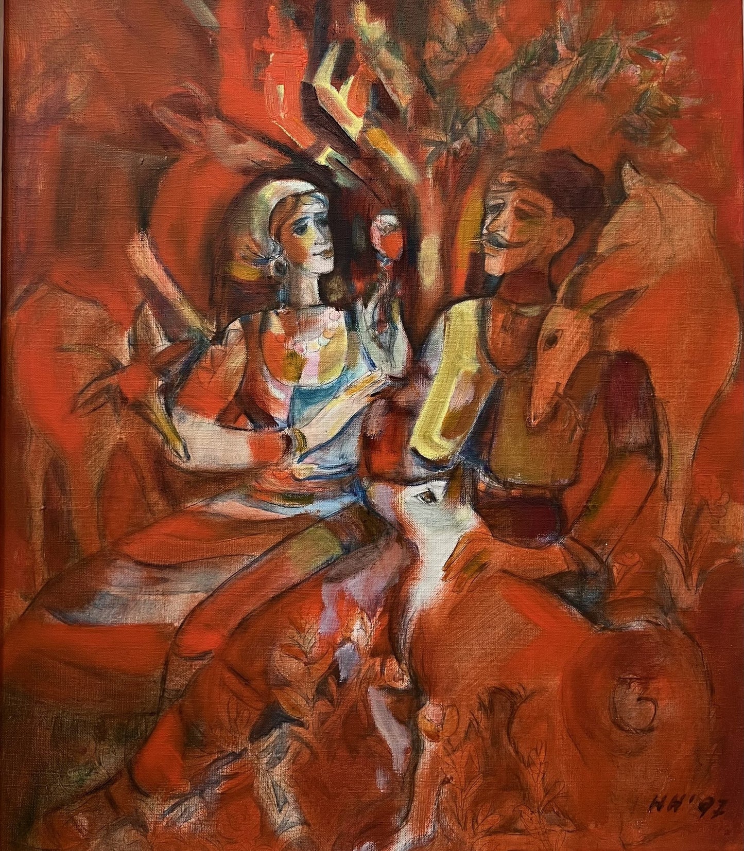 Оригинална картина на Никола Николов "Първа Среща", 1997г. от Галерия Роял