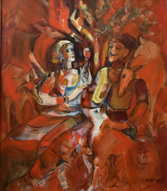 Оригинална картина на Никола Николов "Първа Среща", 1997г. от Галерия Роял