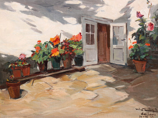 Оригинална картина на Никола Танев "Карловски двор", 30.08.1943 от Галерия Роял