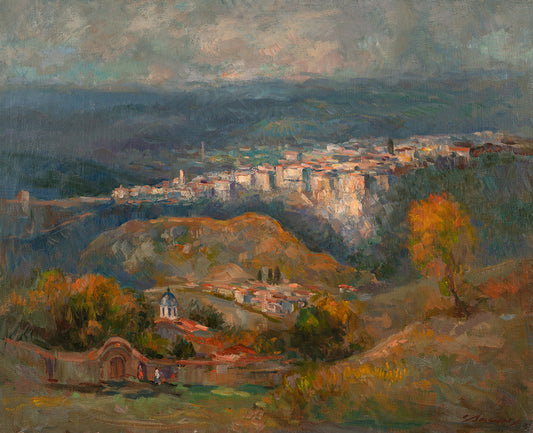 Оригинална картина на Стоян Василев "Панорама от Велико Търново" от Галерия Роял