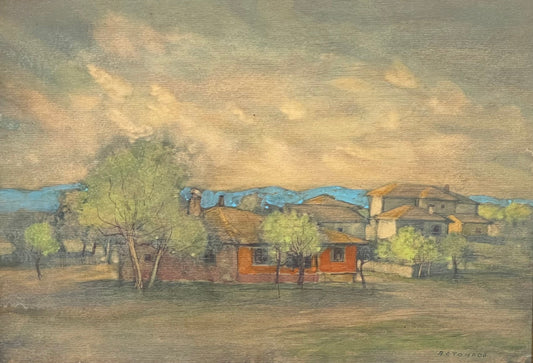 Оригинална картина на Васил Стоилов "Селски Къщи" от Галерия Роял